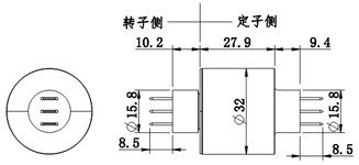 3路直連式滑環(huán)尺寸圖